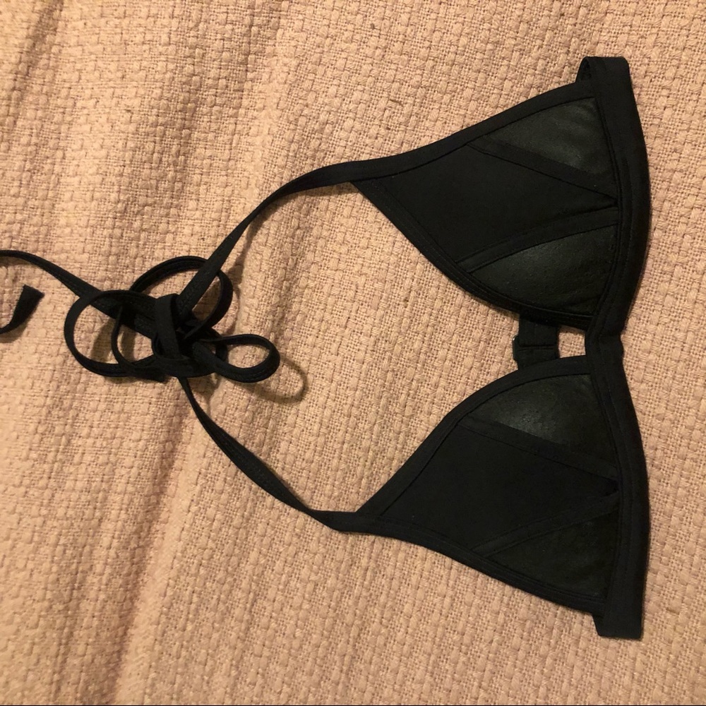 Black neoprene bikini top